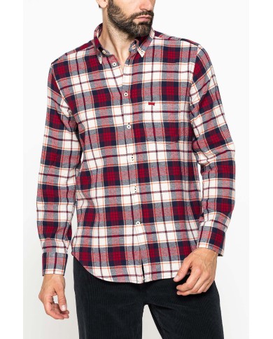 CAMICIA FANTASIA IN FLANELLA LEGGERA CON PREGIATO FILATO MELANGE