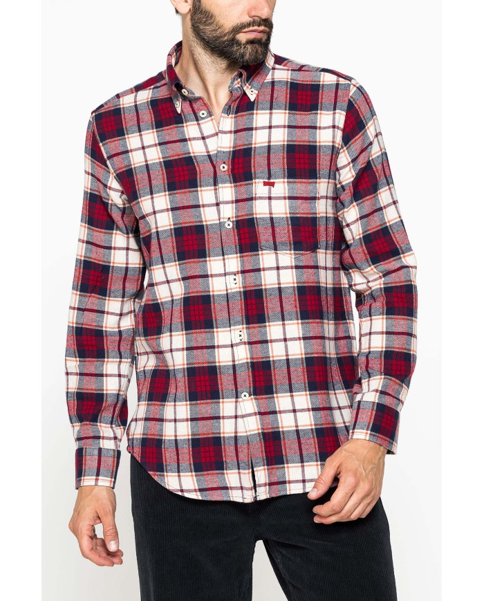 CAMICIA FANTASIA IN FLANELLA LEGGERA CON PREGIATO FILATO MELANGE