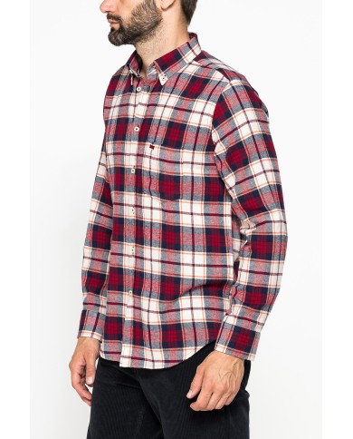 CAMICIA FANTASIA IN FLANELLA LEGGERA CON PREGIATO FILATO MELANGE