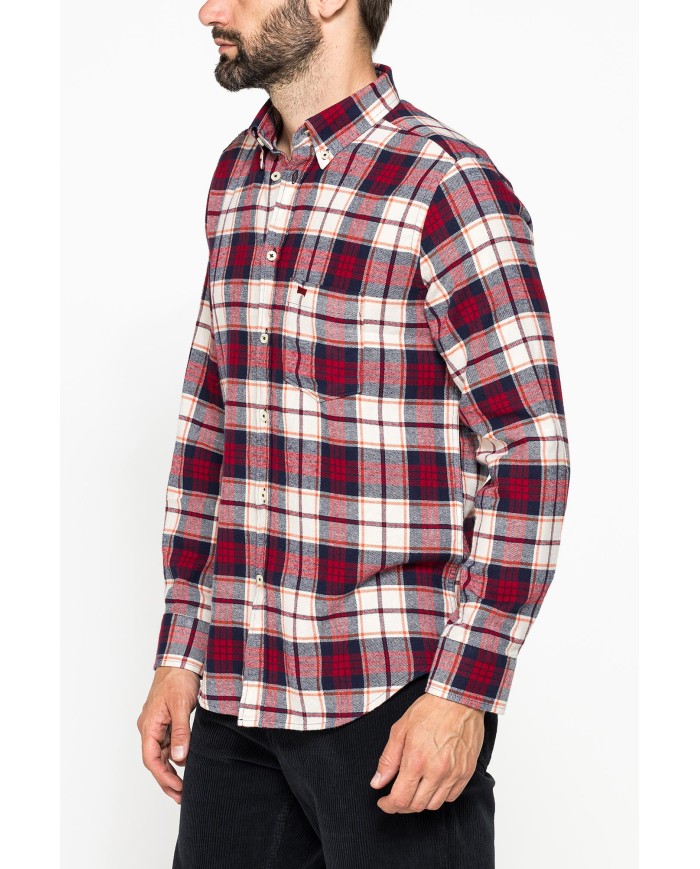 CAMICIA FANTASIA IN FLANELLA LEGGERA CON PREGIATO FILATO MELANGE