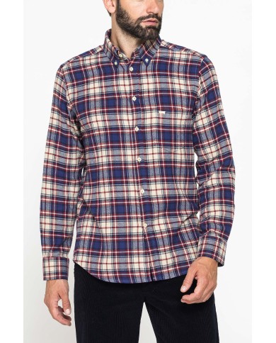 CAMICIA FANTASIA IN FLANELLA LEGGERA CON PREGIATO FILATO MELANGE