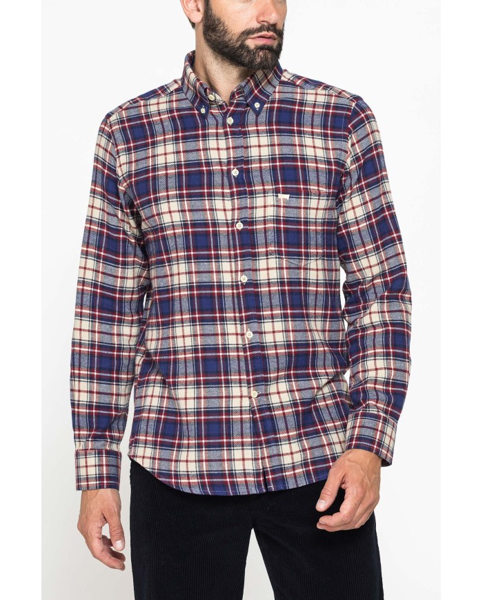 CAMICIA FANTASIA IN FLANELLA LEGGERA CON PREGIATO FILATO MELANGE