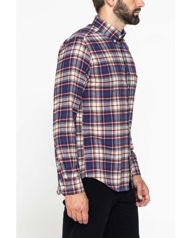 CAMICIA FANTASIA IN FLANELLA LEGGERA CON PREGIATO FILATO MELANGE