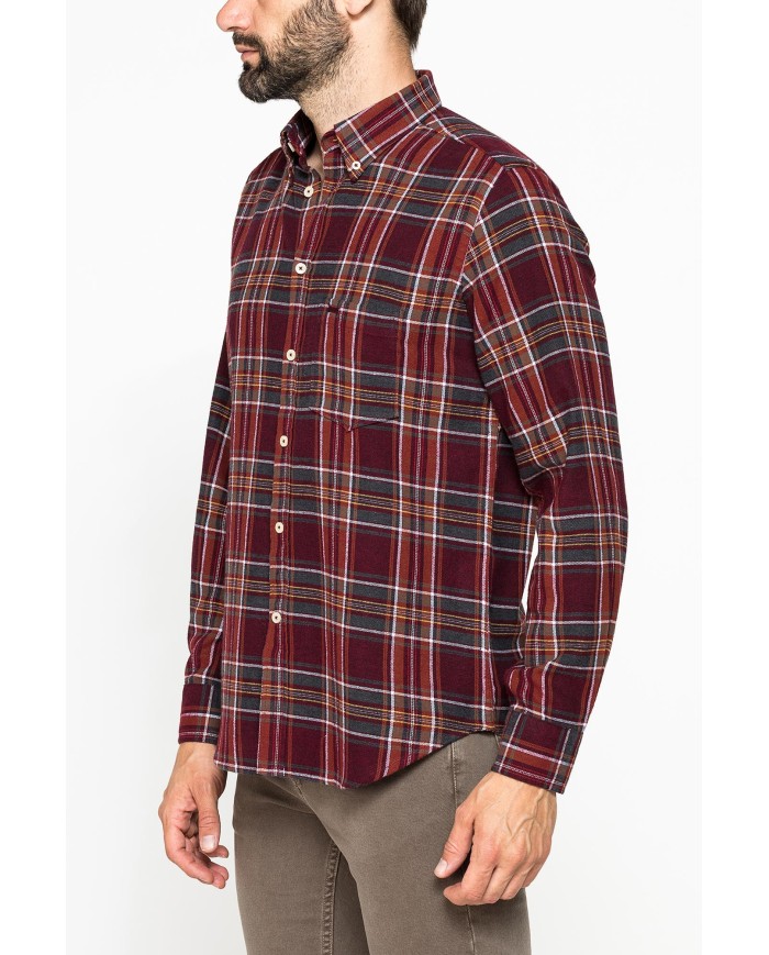 CAMICIA FANTASIA IN FLANELLA LEGGERA CON PREGIATO FILATO MELANGE