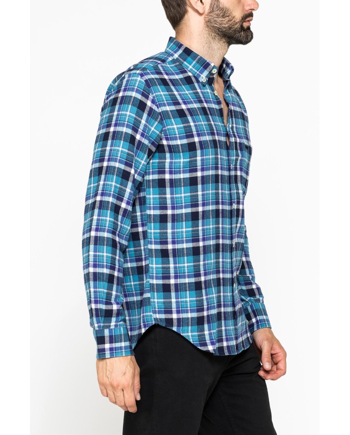 CAMICIA FANTASIA IN FLANELLA LEGGERA CON PREGIATO FILATO MELANGE