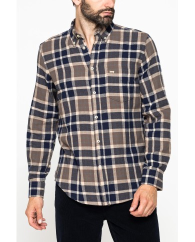 CAMICIA FANTASIA IN FLANELLA LEGGERA CON PREGIATO FILATO MELANGE