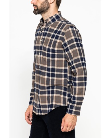 CAMICIA FANTASIA IN FLANELLA LEGGERA CON PREGIATO FILATO MELANGE