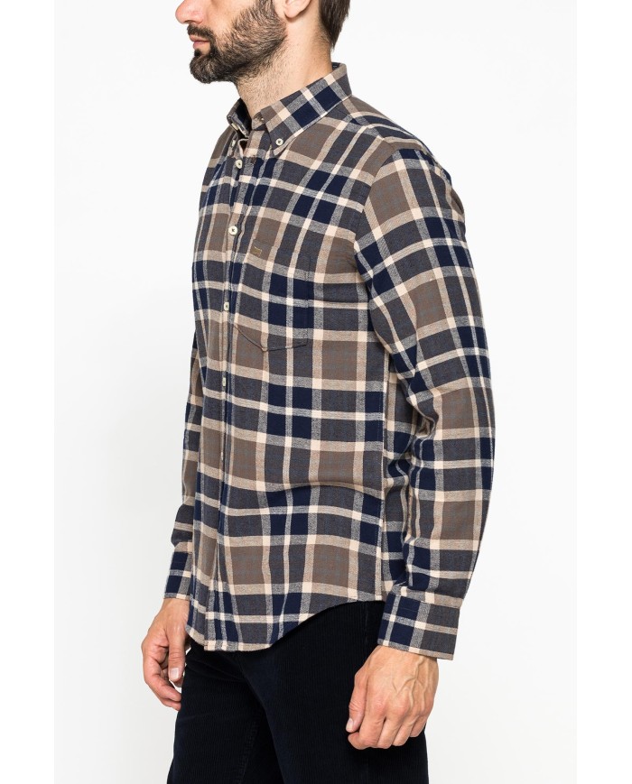 CAMICIA FANTASIA IN FLANELLA LEGGERA CON PREGIATO FILATO MELANGE