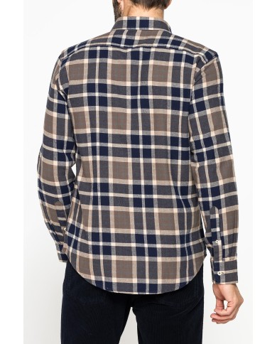 CAMICIA FANTASIA IN FLANELLA LEGGERA CON PREGIATO FILATO MELANGE