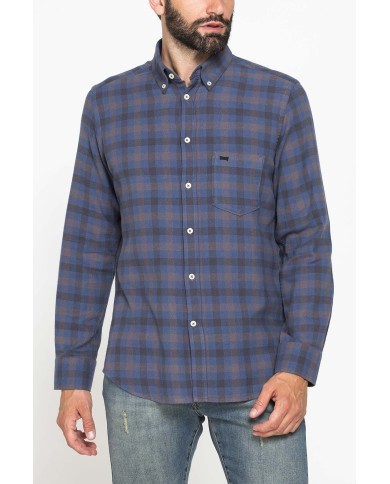 CAMICIA FANTASIA IN FLANELLA LEGGERA CON PREGIATO FILATO MELANGE