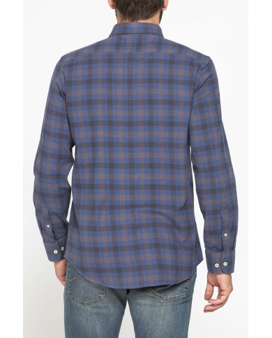 CAMICIA FANTASIA IN FLANELLA LEGGERA CON PREGIATO FILATO MELANGE