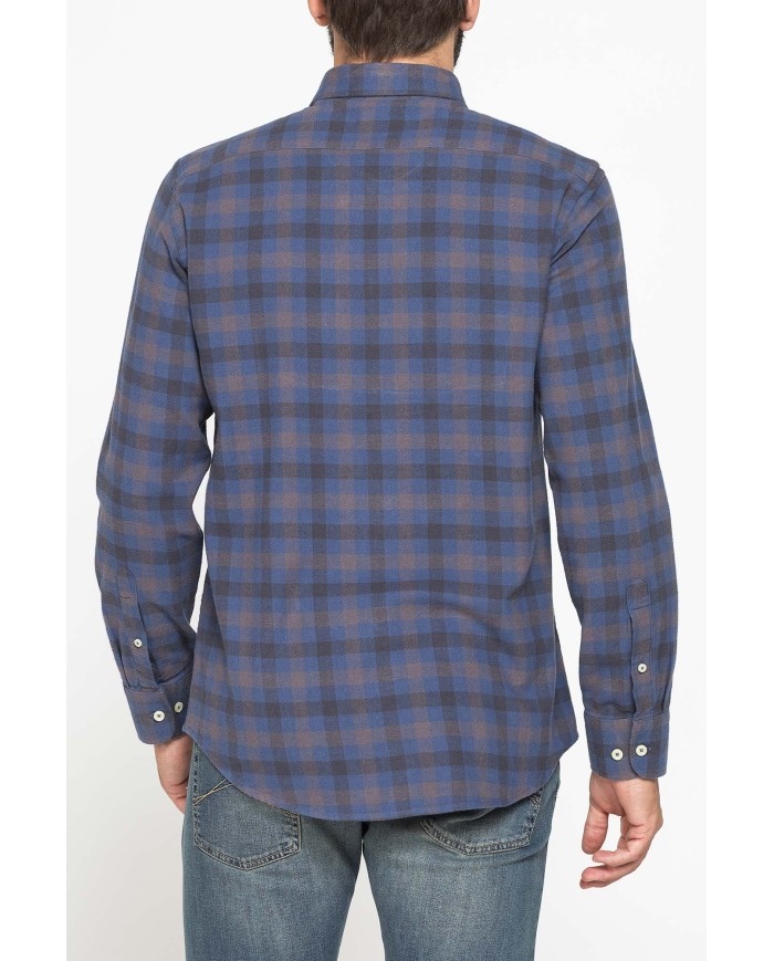 CAMICIA FANTASIA IN FLANELLA LEGGERA CON PREGIATO FILATO MELANGE