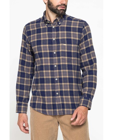 CAMICIA FANTASIA IN FLANELLA LEGGERA CON PREGIATO FILATO MELANGE