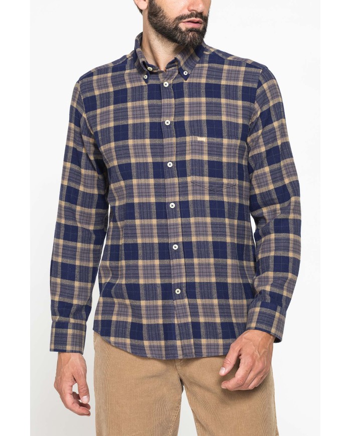 CAMICIA FANTASIA IN FLANELLA LEGGERA CON PREGIATO FILATO MELANGE