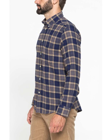 CAMICIA FANTASIA IN FLANELLA LEGGERA CON PREGIATO FILATO MELANGE