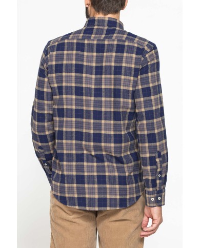 CAMICIA FANTASIA IN FLANELLA LEGGERA CON PREGIATO FILATO MELANGE