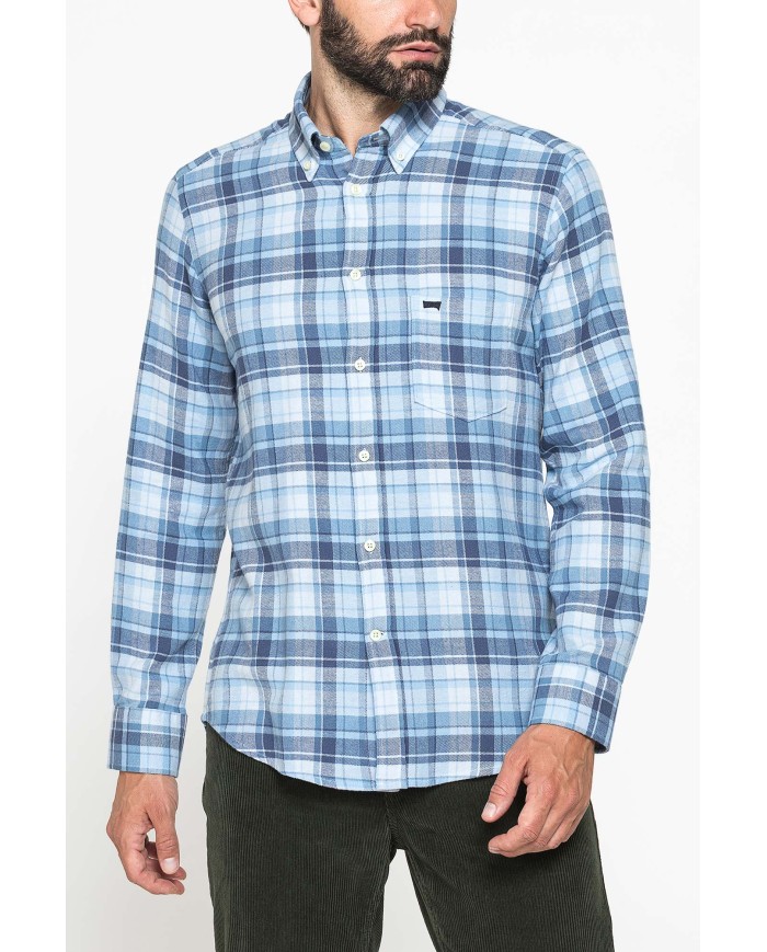 CAMICIA FANTASIA IN FLANELLA LEGGERA CON PREGIATO FILATO MELANGE