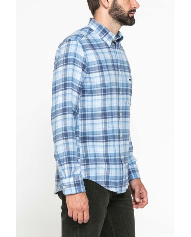 CAMICIA FANTASIA IN FLANELLA LEGGERA CON PREGIATO FILATO MELANGE