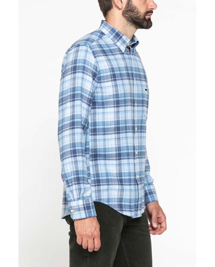 CAMICIA FANTASIA IN FLANELLA LEGGERA CON PREGIATO FILATO MELANGE