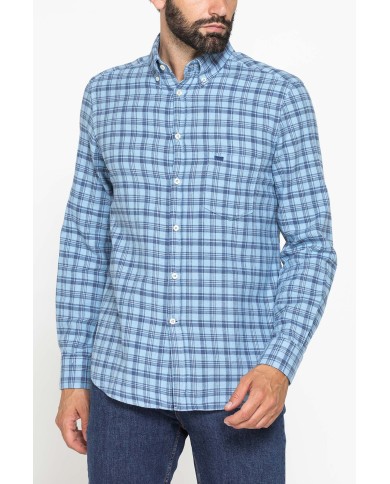 CAMICIA FANTASIA IN FLANELLA LEGGERA CON PREGIATO FILATO MELANGE