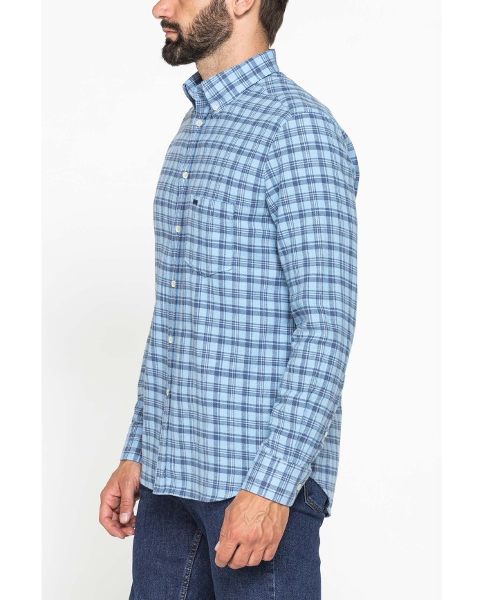 CAMICIA FANTASIA IN FLANELLA LEGGERA CON PREGIATO FILATO MELANGE