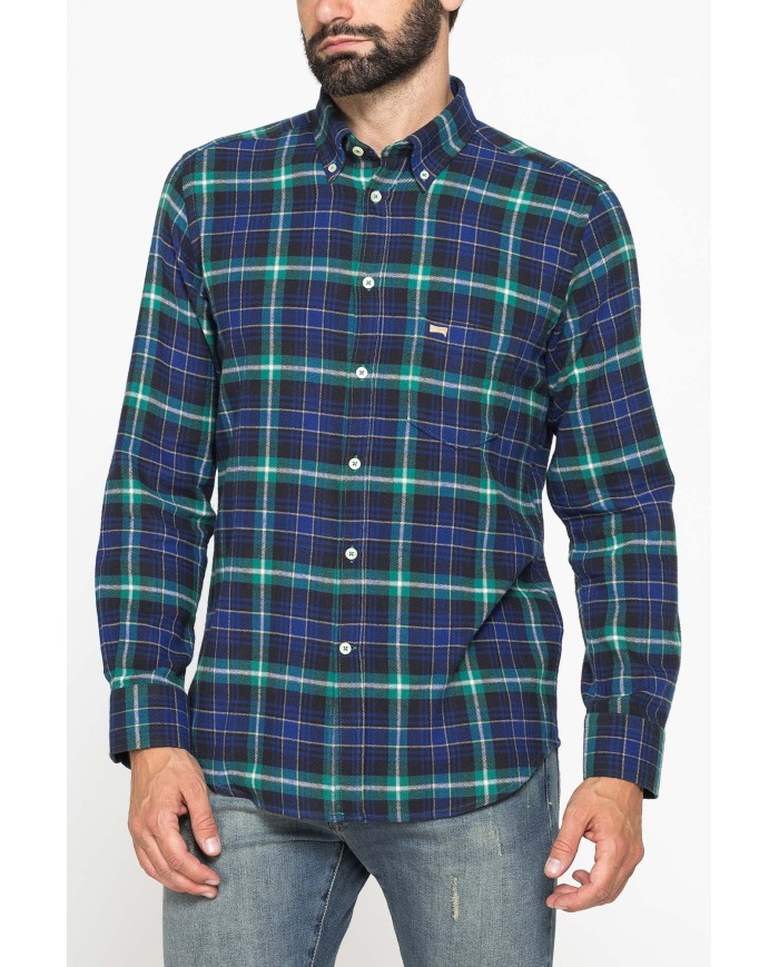 CAMICIA FANTASIA IN FLANELLA LEGGERA CON PREGIATO FILATO MELANGE