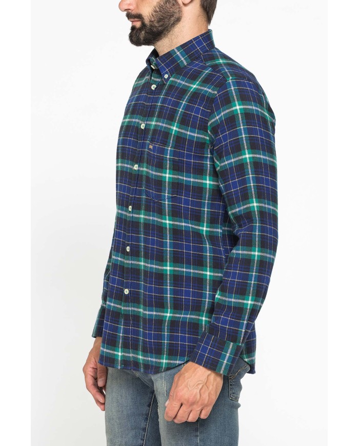 CAMICIA FANTASIA IN FLANELLA LEGGERA CON PREGIATO FILATO MELANGE