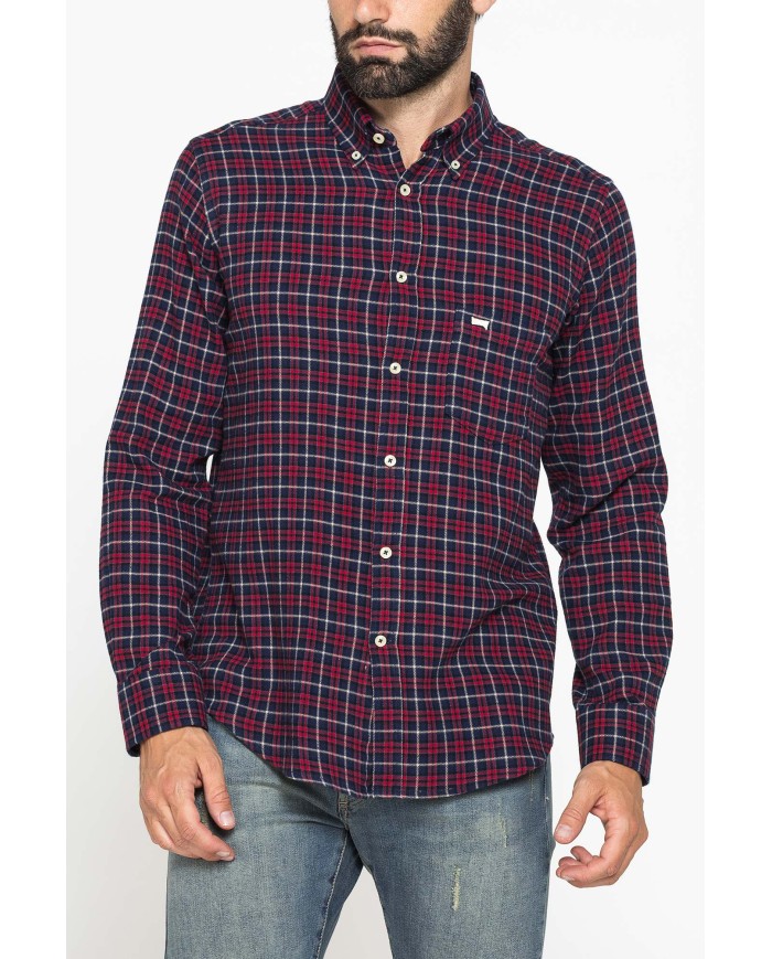 CAMICIA FANTASIA IN FLANELLA LEGGERA CON PREGIATO FILATO MELANGE