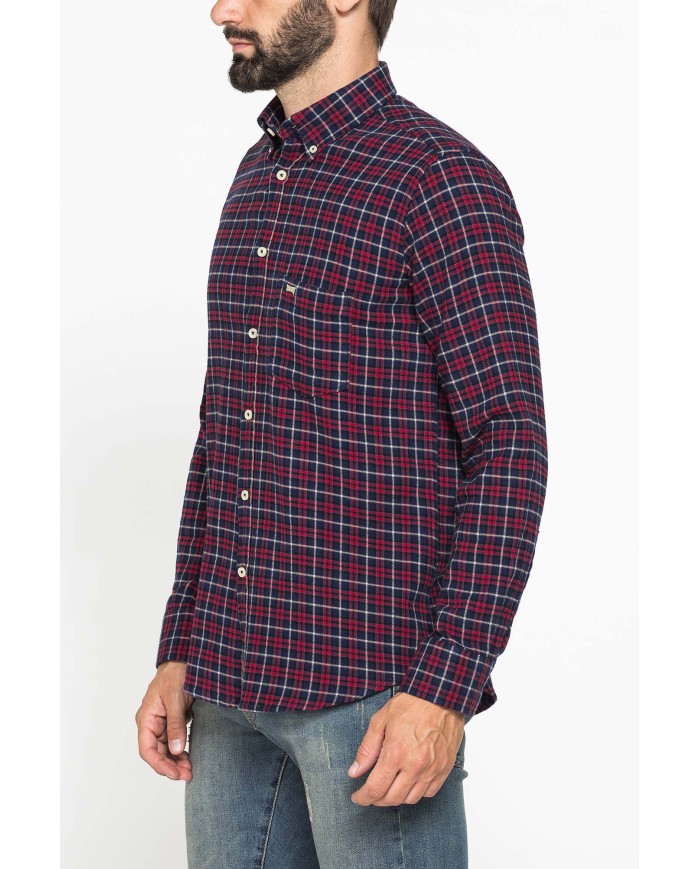 CAMICIA FANTASIA IN FLANELLA LEGGERA CON PREGIATO FILATO MELANGE