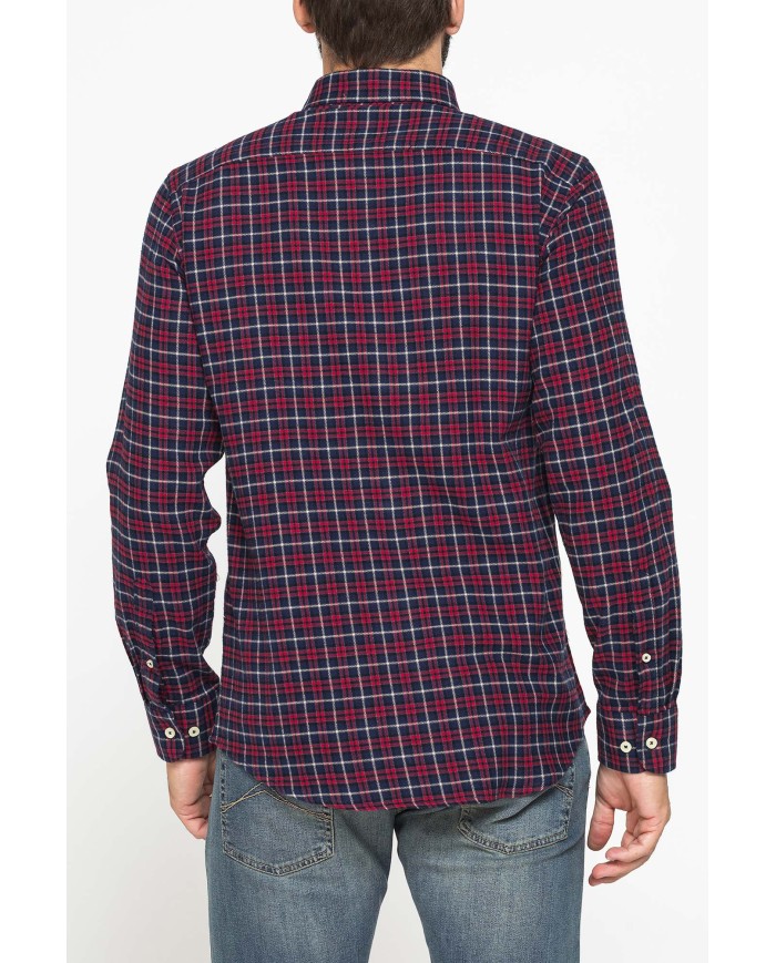 CAMICIA FANTASIA IN FLANELLA LEGGERA CON PREGIATO FILATO MELANGE