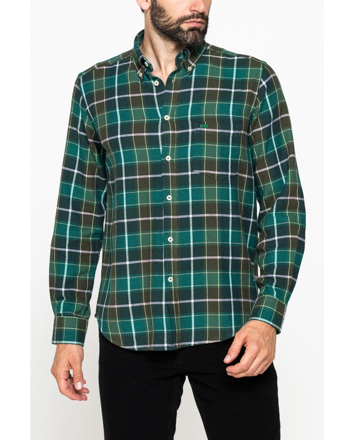 CAMICIA FANTASIA IN FLANELLA LEGGERA CON PREGIATO FILATO MELANGE