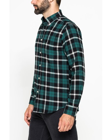 CAMICIA FANTASIA IN FLANELLA LEGGERA CON PREGIATO FILATO MELANGE