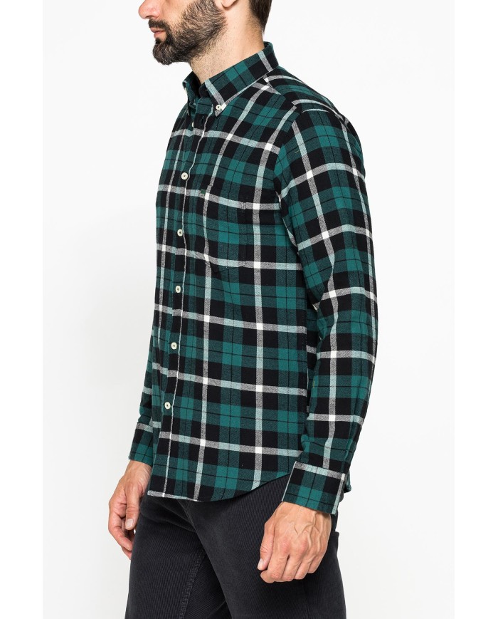 CAMICIA FANTASIA IN FLANELLA LEGGERA CON PREGIATO FILATO MELANGE