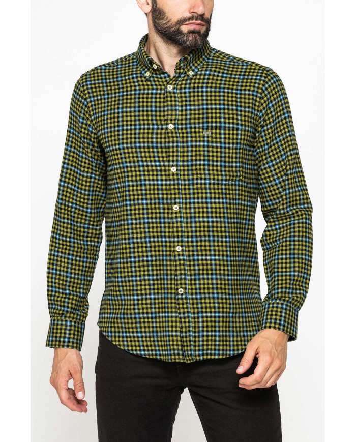 CAMICIA FANTASIA IN FLANELLA LEGGERA CON PREGIATO FILATO MELANGE