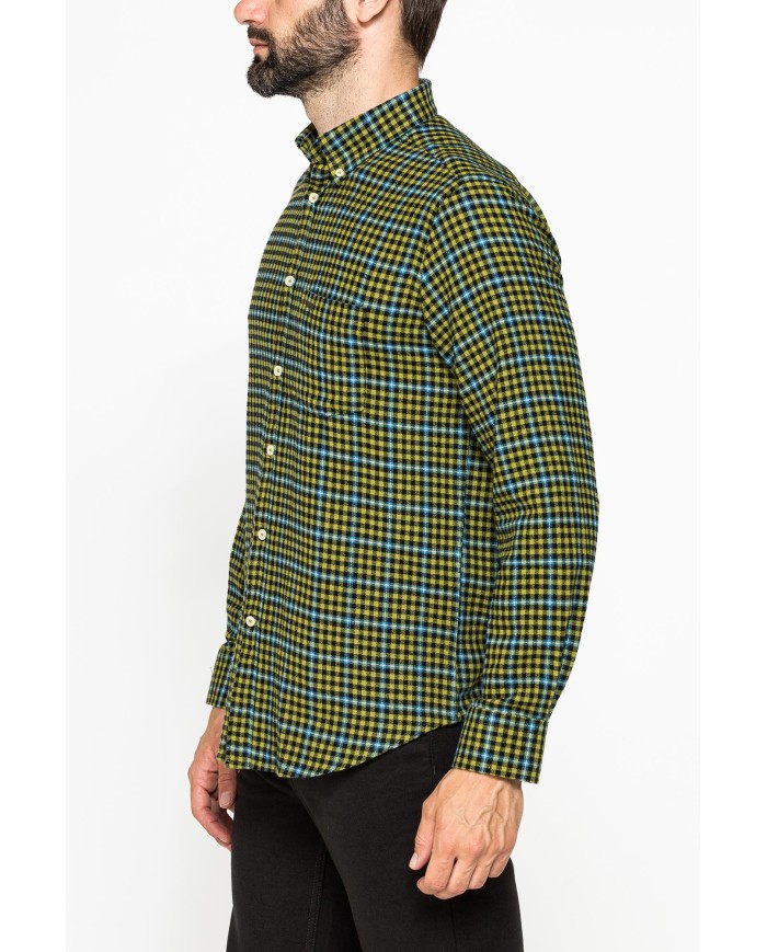 CAMICIA FANTASIA IN FLANELLA LEGGERA CON PREGIATO FILATO MELANGE