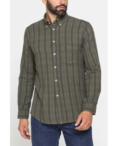 CAMICIA FANTASIA IN FLANELLA LEGGERA CON PREGIATO FILATO MELANGE