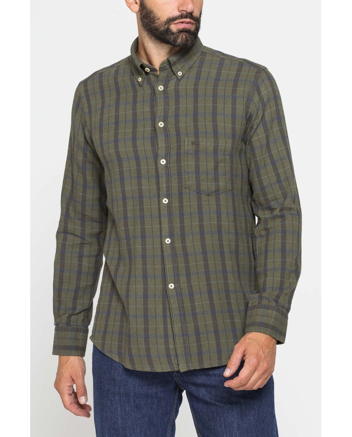 CAMICIA FANTASIA IN FLANELLA LEGGERA CON PREGIATO FILATO MELANGE