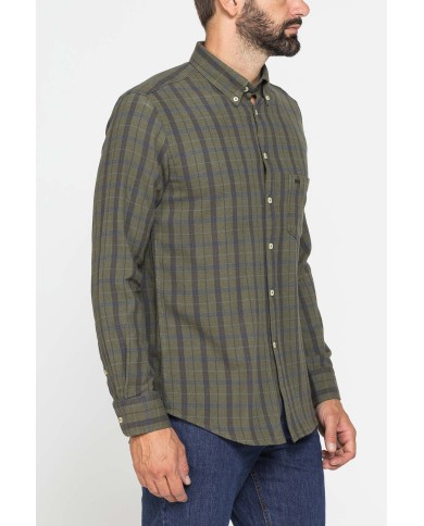 CAMICIA FANTASIA IN FLANELLA LEGGERA CON PREGIATO FILATO MELANGE