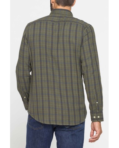 CAMICIA FANTASIA IN FLANELLA LEGGERA CON PREGIATO FILATO MELANGE