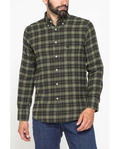 CAMICIA FANTASIA IN FLANELLA LEGGERA CON PREGIATO FILATO MELANGE