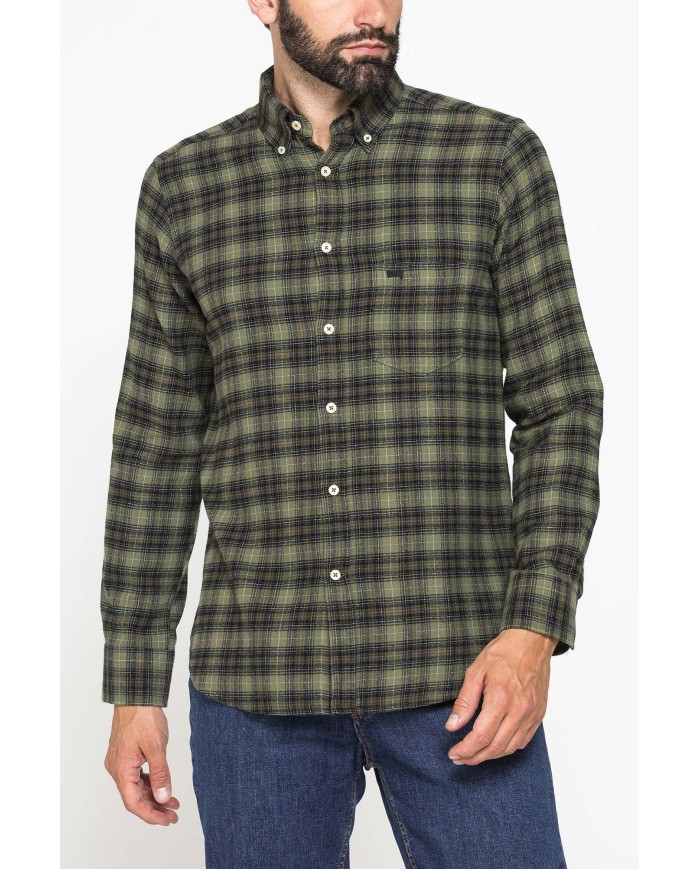 CAMICIA FANTASIA IN FLANELLA LEGGERA CON PREGIATO FILATO MELANGE