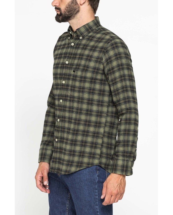 CAMICIA FANTASIA IN FLANELLA LEGGERA CON PREGIATO FILATO MELANGE