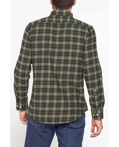 CAMICIA FANTASIA IN FLANELLA LEGGERA CON PREGIATO FILATO MELANGE