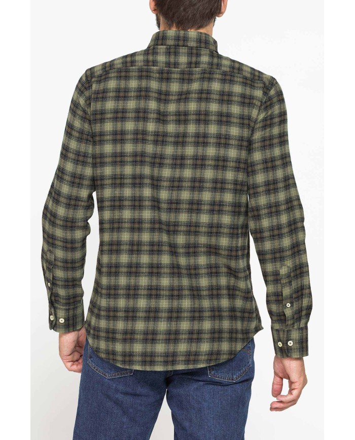 CAMICIA FANTASIA IN FLANELLA LEGGERA CON PREGIATO FILATO MELANGE