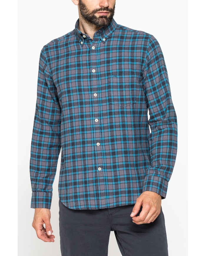 CAMICIA FANTASIA IN FLANELLA LEGGERA CON PREGIATO FILATO MELANGE