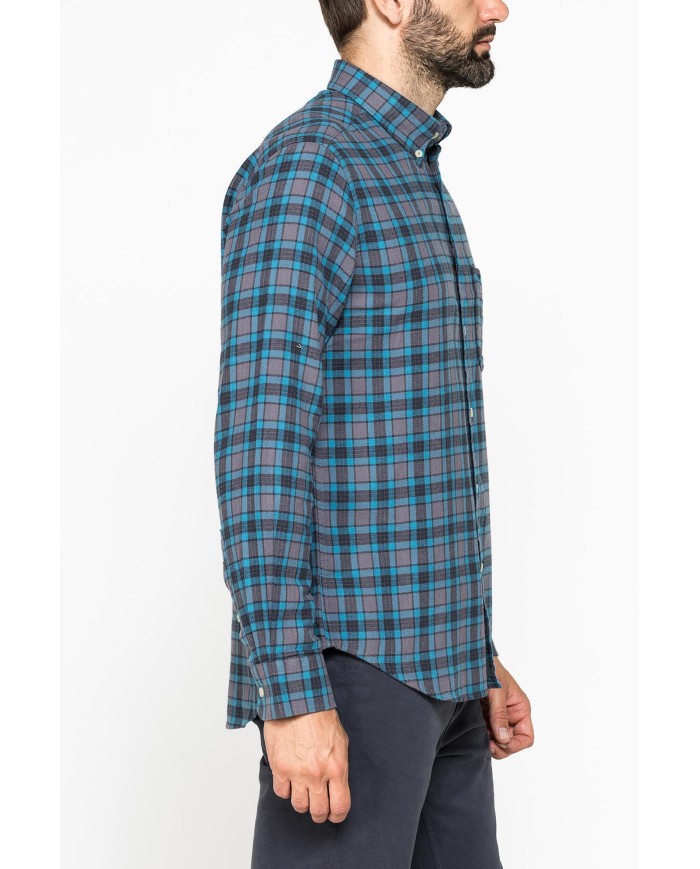 CAMICIA FANTASIA IN FLANELLA LEGGERA CON PREGIATO FILATO MELANGE