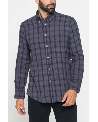 CAMICIA FANTASIA IN FLANELLA LEGGERA CON PREGIATO FILATO MELANGE