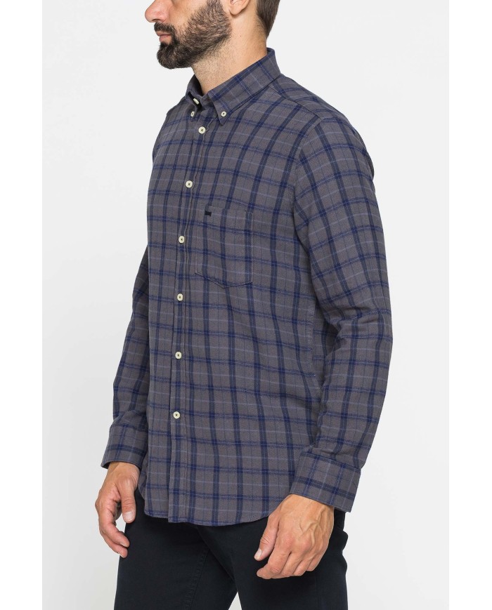 CAMICIA FANTASIA IN FLANELLA LEGGERA CON PREGIATO FILATO MELANGE