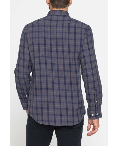 CAMICIA FANTASIA IN FLANELLA LEGGERA CON PREGIATO FILATO MELANGE