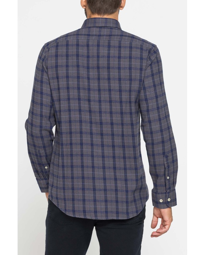 CAMICIA FANTASIA IN FLANELLA LEGGERA CON PREGIATO FILATO MELANGE